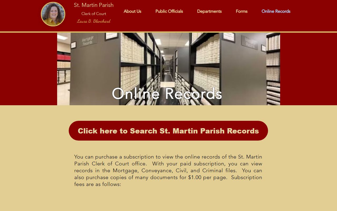 St. Martin Parish Clerk of Court records online records page source