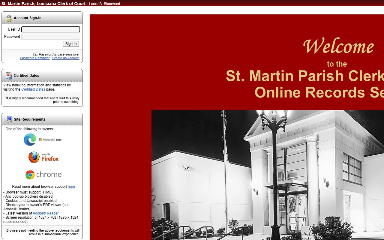 St. Martin Parish Clerk of Court records Cott eSearch login source