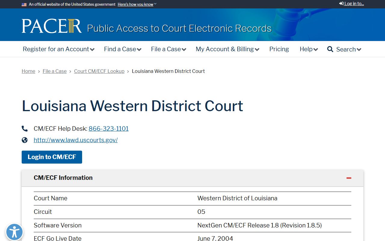 St. Martin Parish court dockets PACER Western District lookup source
