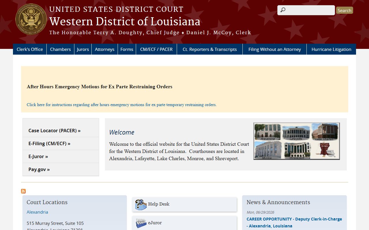 St. Martin Parish court dockets Western District of Louisiana homepage source