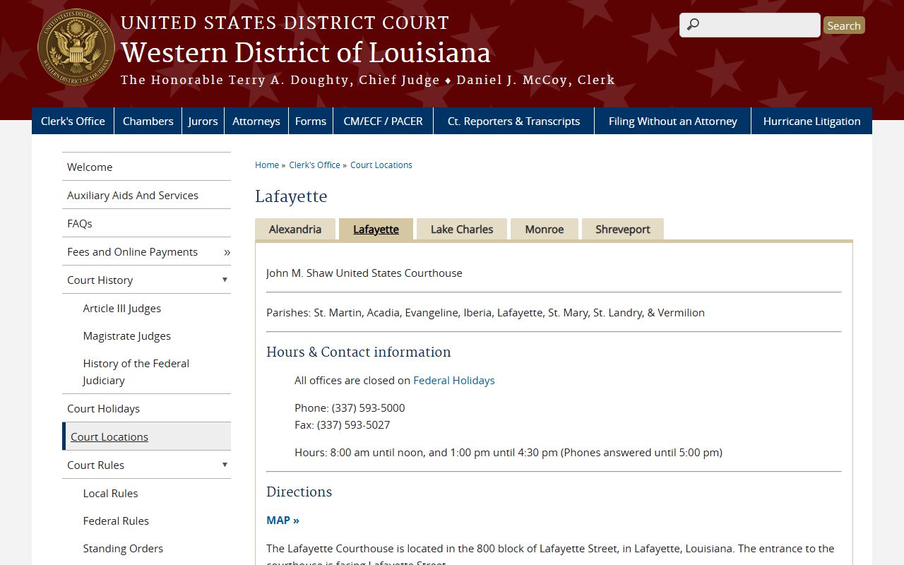 St. Martin Parish court dockets Western District Lafayette courthouse source