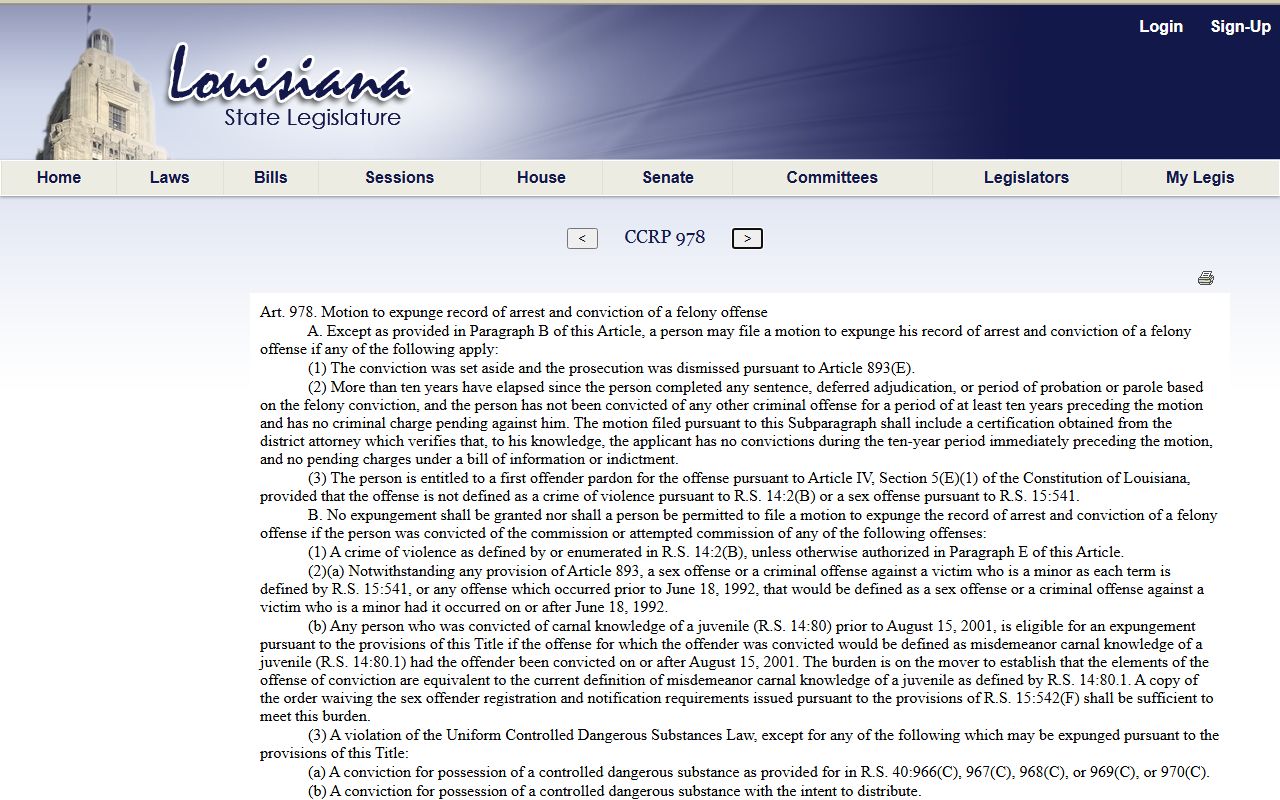 St. Martin Parish court records Louisiana felony expungement eligibility source