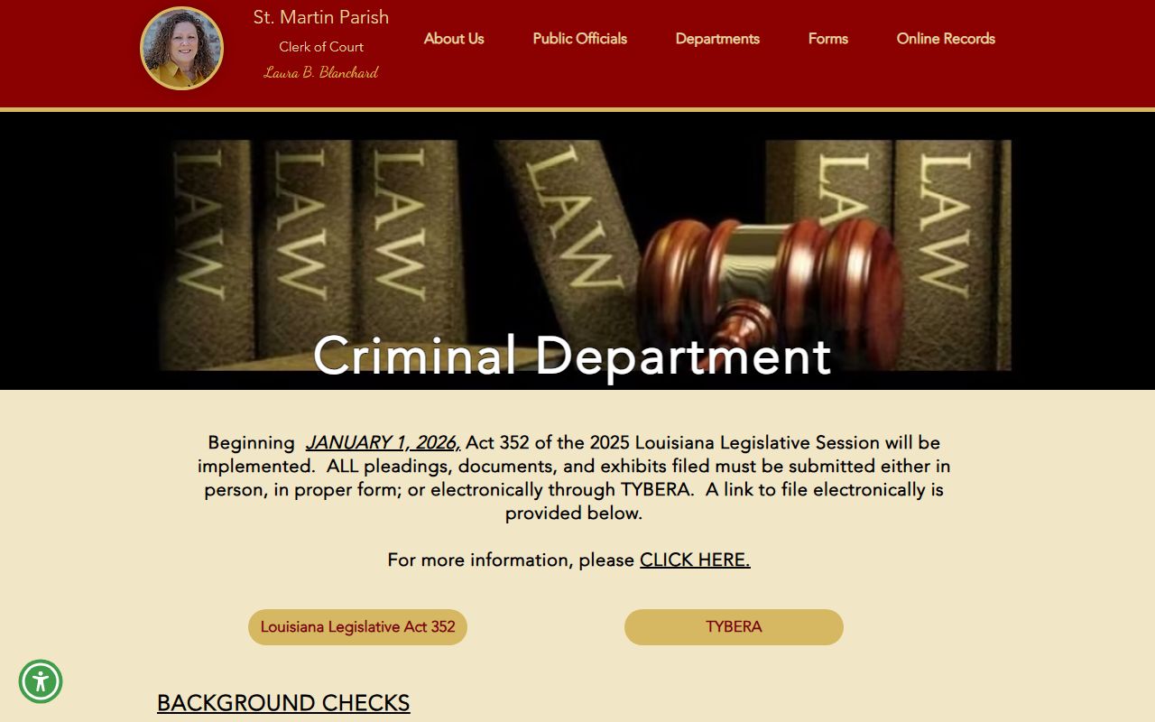 St. Martin Parish criminal court records Clerk criminal department source