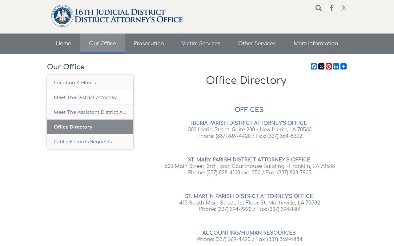 St. Martin Parish District Court District Attorney office directory source