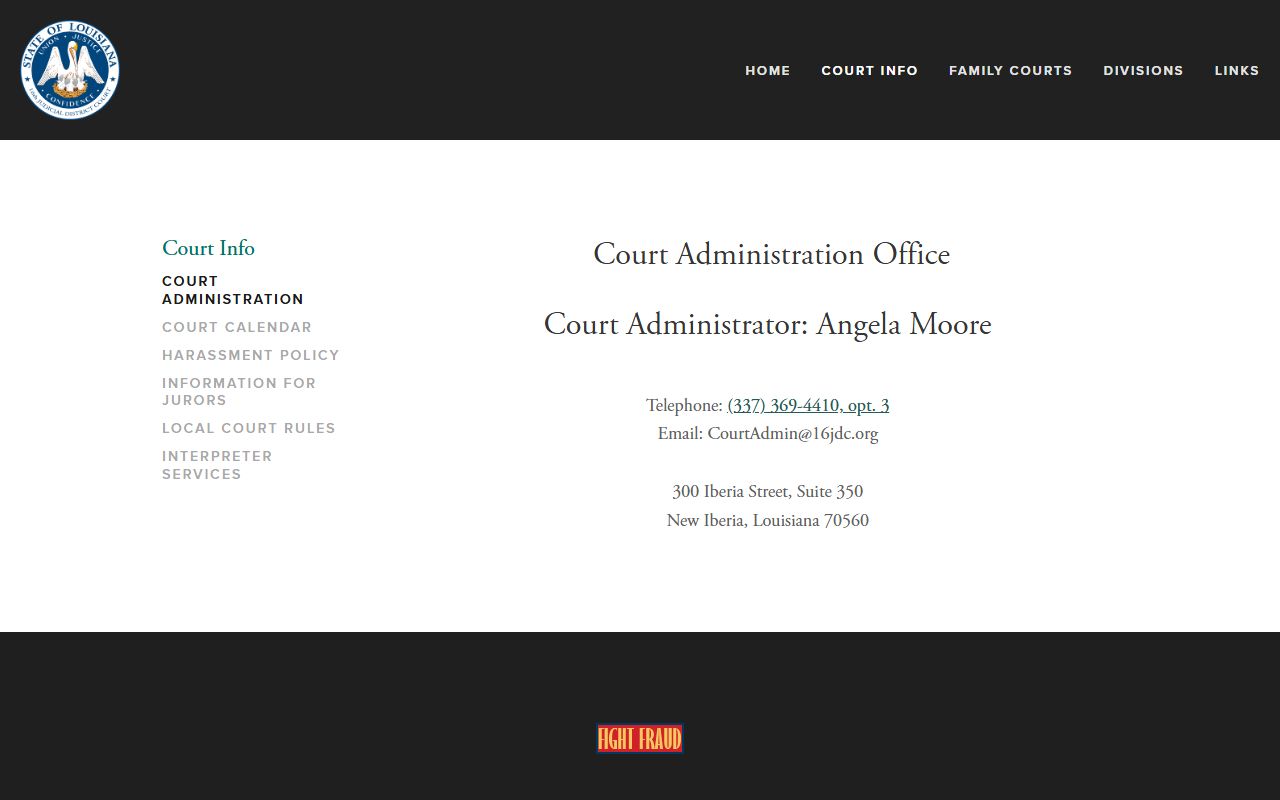 St. Martin Parish District Court administration source
