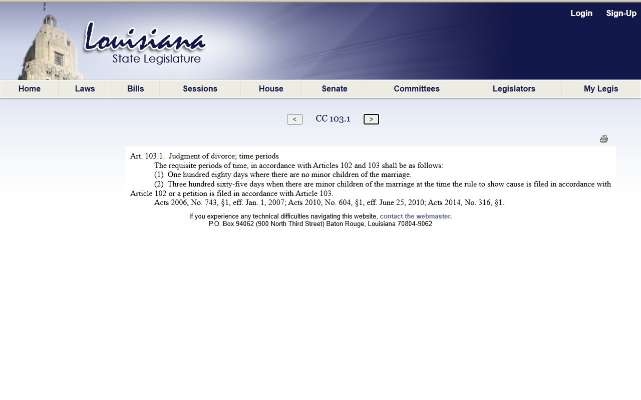 St. Martin Parish divorce records Louisiana divorce time period statute