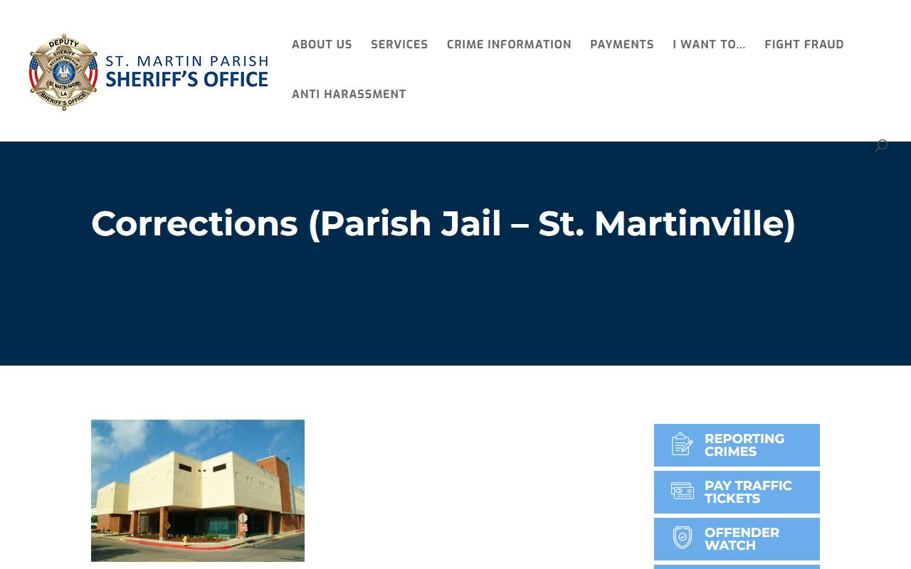 St. Martin Parish inmate records correctional center visitation information