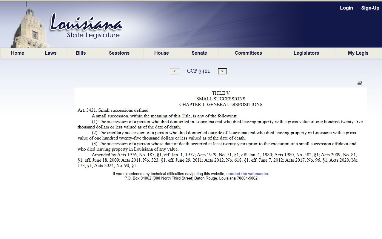 St. Martin Parish probate records Louisiana small succession definition source
