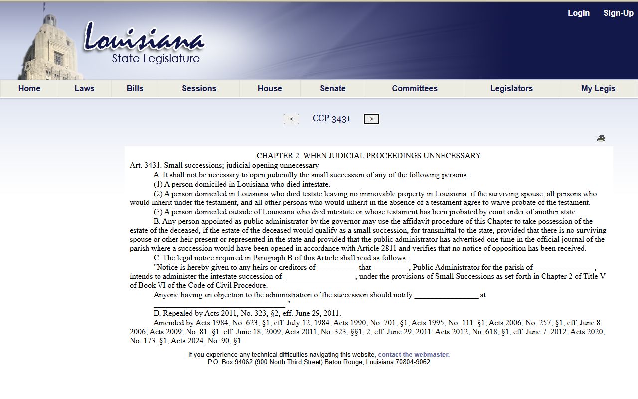 St. Martin Parish probate records Louisiana small succession procedure source